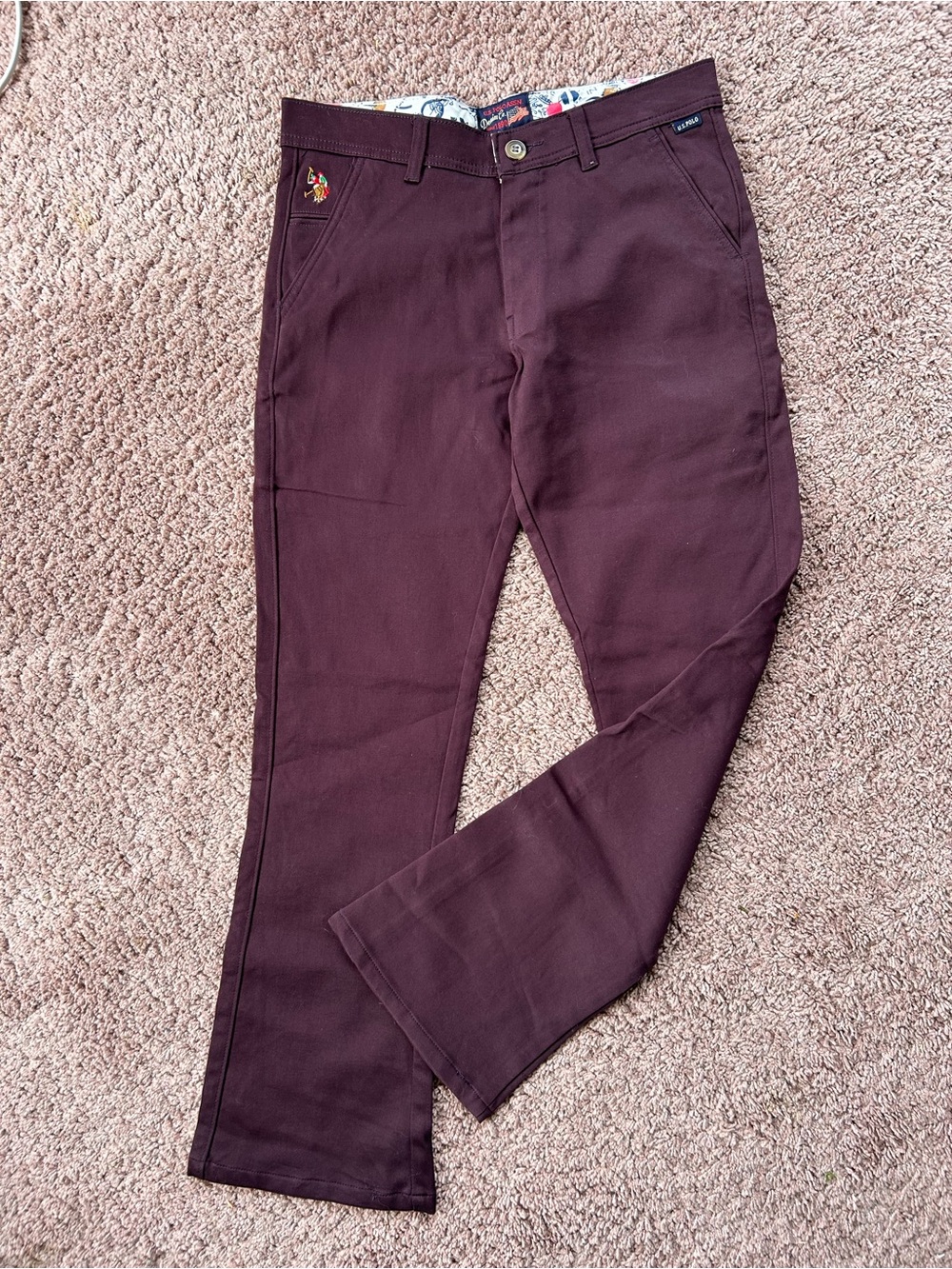 U.S. Polo Assn. Men's Maroon Chino Pants